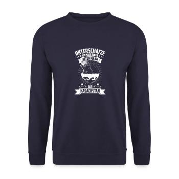 UdSSR Kasachstan Herkunft Flage Asien Jurte - Unisex Pullover - Navy - Vorne - Alina (178cm) & Michal (187cm)