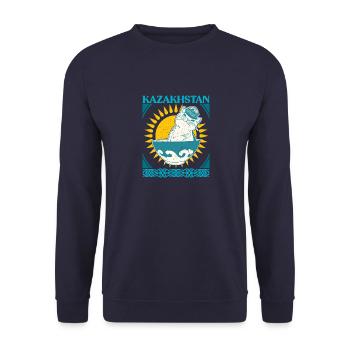 Kasachisch Flagge National Normaden Adler - Unisex Pullover - Navy - Vorne - Alina (178cm) & Michal (187cm)