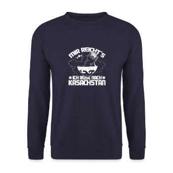 Kasachstan Reise UdSSR Katze Kasachisch Kasach - Unisex Pullover - Navy - Vorne - Alina (178cm) & Michal (187cm)