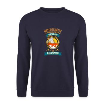 UdSSR Kasachstan Herkunft Flage Asien Jurte - Unisex Pullover - Navy - Vorne - Alina (178cm) & Michal (187cm)