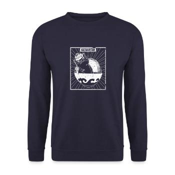 Kasachisch Kasachstan National Flagge Katze - Unisex Pullover - Navy - Vorne - Alina (178cm) & Michal (187cm)