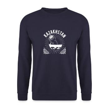 Kasachstan National UdSSR Herkunft Kasachisch - Unisex Pullover - Navy - Vorne - Alina (178cm) & Michal (187cm)