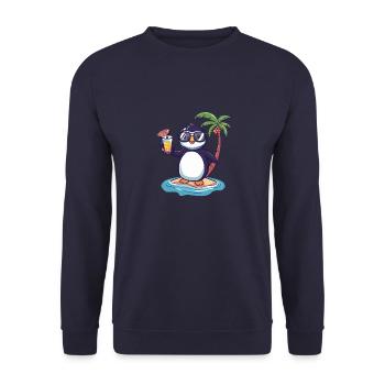 Penguin Island Summer Palm - Unisex Sweatshirt - navy - Front - Alina (178cm) & Michal (187cm)
