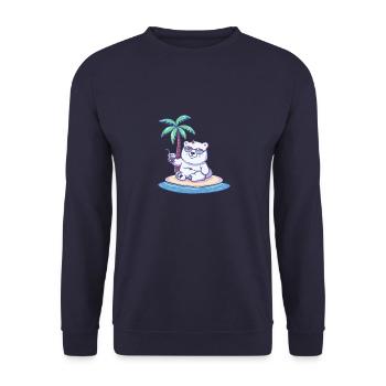 Polar Bear Summer Holiday - Unisex Sweatshirt - navy - Front - Alina (178cm) & Michal (187cm)