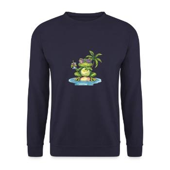 Frosch Sommer Urlaub - Unisex Pullover - Navy - Vorne - Alina (178cm) & Michal (187cm)