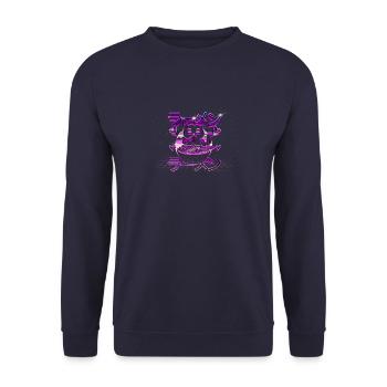 80er style Anime Ramen Katze Retro japanische - Unisex Pullover - Navy - Vorne - Alina (178cm) & Michal (187cm)