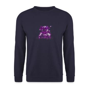 80 Years Stem Glitch Astronaut Purple Tones Outer Space - Unisex Sweatshirt - navy - Front - Alina (178cm) & Michal (187cm)