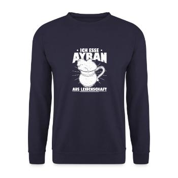 Döner Ayran Getränk Joghurt Imbiss Kebab Salz - Unisex Pullover - Navy - Vorne - Alina (178cm) & Michal (187cm)