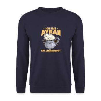 Döner Ayran Getränk Joghurt Imbiss Kebab Salz - Unisex Pullover - Navy - Vorne - Alina (178cm) & Michal (187cm)