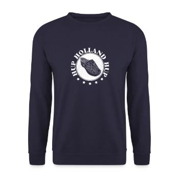 Niederlande Königstag Holz Schuh National - Unisex Pullover - Navy - Vorne - Alina (178cm) & Michal (187cm)