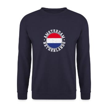 Niederlande Flagge Landesfarben Herkunft - Unisex Pullover - Navy - Vorne - Alina (178cm) & Michal (187cm)