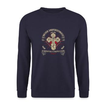 Orthodox Religion Kreuz Balkan Serbien Serbe - Unisex Pullover - Navy - Vorne - Alina (178cm) & Michal (187cm)