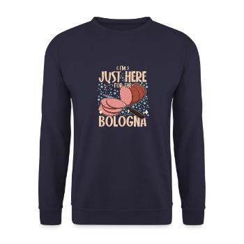 Bologna Wurst Italien Italienische Küche - Unisex Pullover - Navy - Vorne - Alina (178cm) & Michal (187cm)