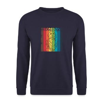 Hund Musik Instrument Posaune Musik Lehrer - Unisex Pullover - Navy - Vorne - Alina (178cm) & Michal (187cm)