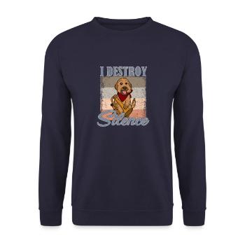 Hund Niedlich Posaune Trompete Musik Musiker - Unisex Pullover - Navy - Vorne - Alina (178cm) & Michal (187cm)