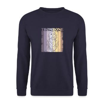 Hund Musik Instrument Posaune Musik Lehrer - Unisex Pullover - Navy - Vorne - Alina (178cm) & Michal (187cm)