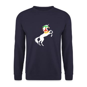 Peace Symbol Unicorn TShirt Cool Harmony Magical - Unisex Sweatshirt - navy - Front - Alina (178cm) & Michal (187cm)