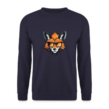 Fuchs Kopf Cool - Unisex Pullover - Navy - Vorne - Alina (178cm) & Michal (187cm)