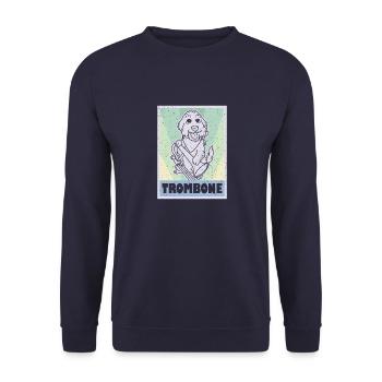 Welpe Musiker Musik Instrument Posaune - Unisex Pullover - Navy - Vorne - Alina (178cm) & Michal (187cm)