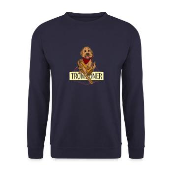 Hund Musik Konzert Musiker Posaune Trompete - Unisex Pullover - Navy - Vorne - Alina (178cm) & Michal (187cm)