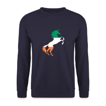 T-Shirt Drapeau Licorne Irlande Licorne Magique Irlandaise - Sweat-shirt Unisexe - marine - Devant - Alina (178cm) & Michal (187cm)