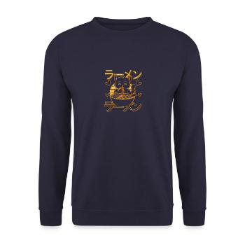 Gold Yummy-Yummy Ramen Cat Japanischer Kawaii - Unisex Pullover - Navy - Vorne - Alina (178cm) & Michal (187cm)