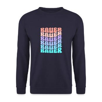 Vibrant Bauer Lettering Cool Retro Style - Unisex Sweatshirt - navy - Front - Alina (178cm) & Michal (187cm)