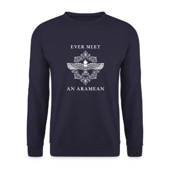 Aram Damaskus Naher Osten Geschichte Syrien - Unisex Pullover - Navy - Vorne - Alina (178cm) & Michal (187cm)