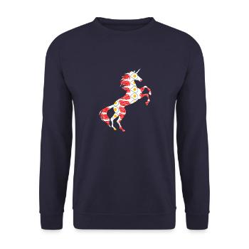 Bacon And Eggs Unicorn T-Shirt Breakfast Meals - Unisex Sweatshirt - navy - Front - Alina (178cm) & Michal (187cm)