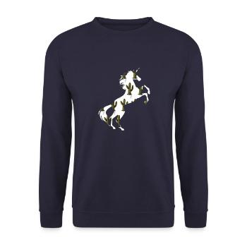 Viele kleine Kakteen Einhorn Shirt Kakteen Sukkulenten - Unisex Pullover - Navy - Vorne - Alina (178cm) & Michal (187cm)