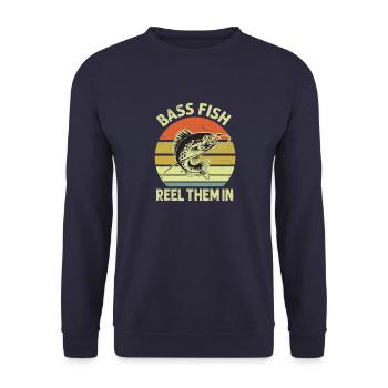 Barschfische Hole sie ein - Unisex Pullover - Navy - Vorne - Alina (178cm) & Michal (187cm)