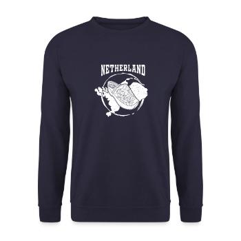 Niederlande Holzschuhe Amsterdam Souvenir - Unisex Pullover - Navy - Vorne - Alina (178cm) & Michal (187cm)