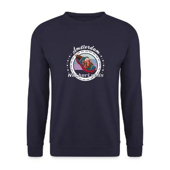 Niederlande Souvenir Holzschuhe Holländer Reise - Unisex Pullover - Navy - Vorne - Alina (178cm) & Michal (187cm)