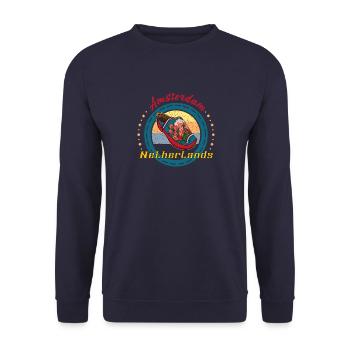 Niederlande Souvenir Holzschuhe Holländer Reise - Unisex Pullover - Navy - Vorne - Alina (178cm) & Michal (187cm)
