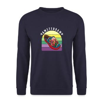 Holländisches Verstopfen Klompen Holzschuhe - Unisex Pullover - Navy - Vorne - Alina (178cm) & Michal (187cm)
