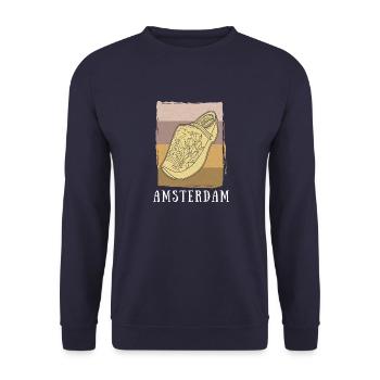 Niederlande Tourist Amsterdam Holzschuhe Schuhe - Unisex Pullover - Navy - Vorne - Alina (178cm) & Michal (187cm)