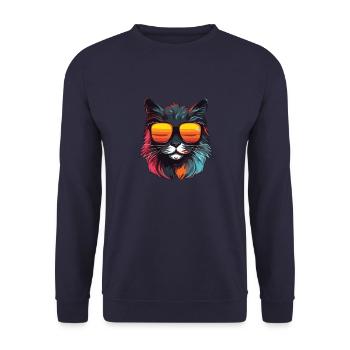Tête de chat Cool - Sweat-shirt Unisexe - marine - Devant - Alina (178cm) & Michal (187cm)