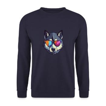 Husky Dog Head Cool - Unisex Sweatshirt - navy - Front - Alina (178cm) & Michal (187cm)