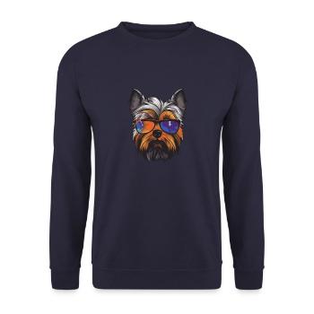 Yorkshire Terrier Hund Kopf Cool - Unisex Pullover - Navy - Vorne - Alina (178cm) & Michal (187cm)