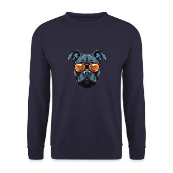 Portrait de chien Staffordshire Bull Terrier - Sweat-shirt Unisexe - marine - Devant - Alina (178cm) & Michal (187cm)