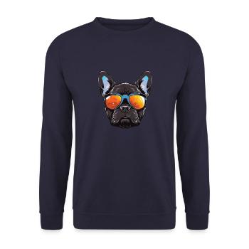 French Bulldog Dog Head - Unisex Sweatshirt - navy - Front - Alina (178cm) & Michal (187cm)