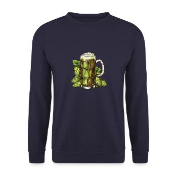 Bierglas Hopfen - Unisex Pullover - Navy - Vorne - Alina (178cm) & Michal (187cm)