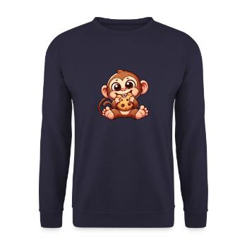 Chimpanzee with Biscuit Sweet Temptation - Unisex Sweatshirt - navy - Front - Alina (178cm) & Michal (187cm)