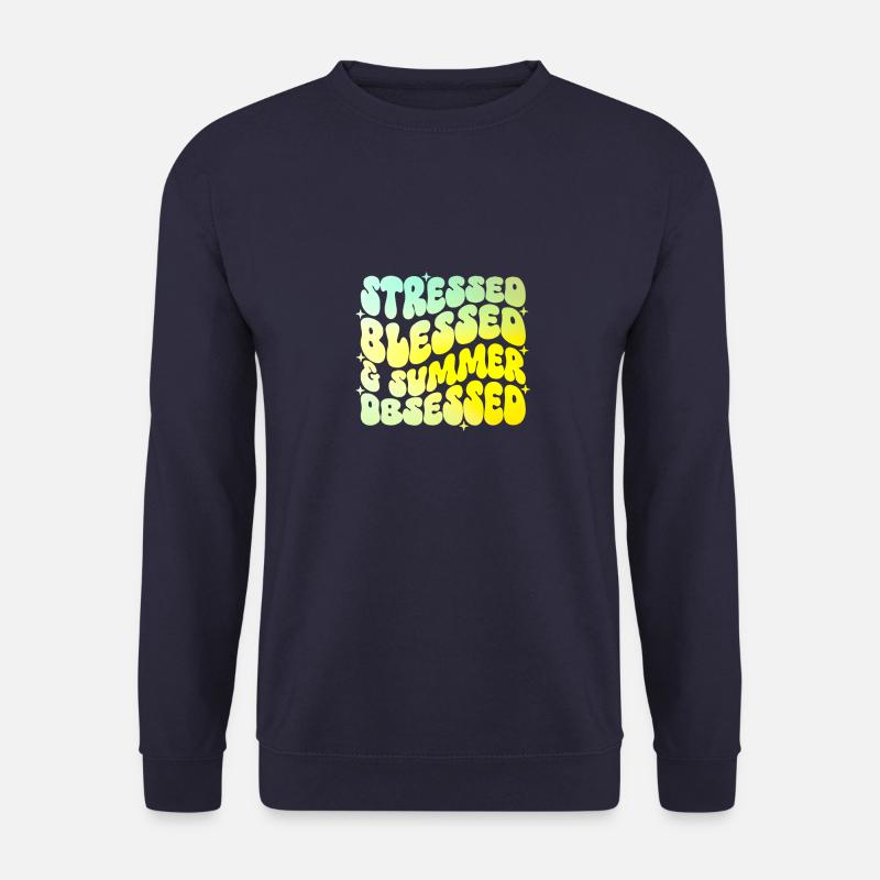 Stressed And summer Obsessed - Unisex Pullover - Navy