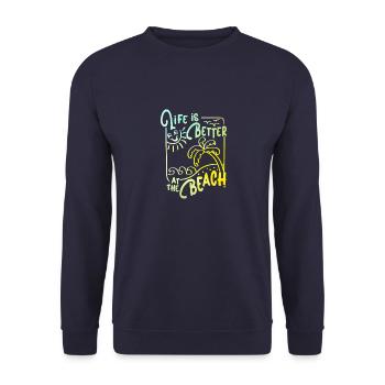 Life Is Better At The Beach - Unisex Pullover - Navy - Vorne - Alina (178cm) & Michal (187cm)