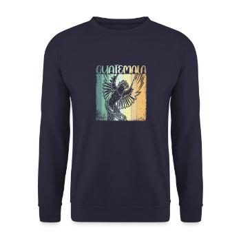 Paradiesvogel Quetazal Antigua Tropisch Guate - Unisex Pullover - Navy - Vorne - Alina (178cm) & Michal (187cm)