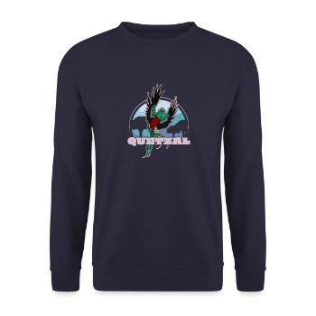Paradiesvogel Guatemala Quetzal Tropisch Vogel - Unisex Pullover - Navy - Vorne - Alina (178cm) & Michal (187cm)