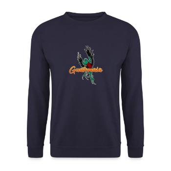 Guatemala National Vogel Quetzal Tropisch - Unisex Pullover - Navy - Vorne - Alina (178cm) & Michal (187cm)
