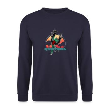 Paradiesvogel Guatemala Quetzal Tropisch Vogel - Unisex Pullover - Navy - Vorne - Alina (178cm) & Michal (187cm)