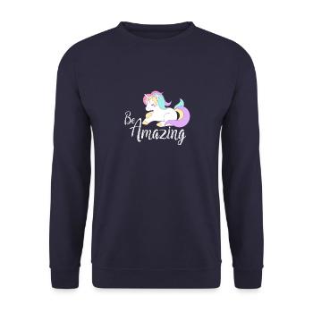 Être incroyable mignon licorne rose arc-en-ciel magique cool - Sweat-shirt Unisexe - marine - Devant - Alina (178cm) & Michal (187cm)